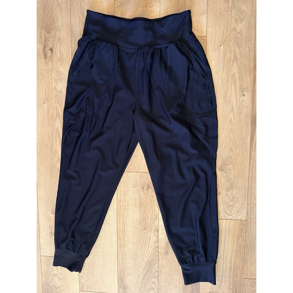 Womens Old Navy Active Powersoft GoDry High Rise Jogger Pants Black Large Ribbed